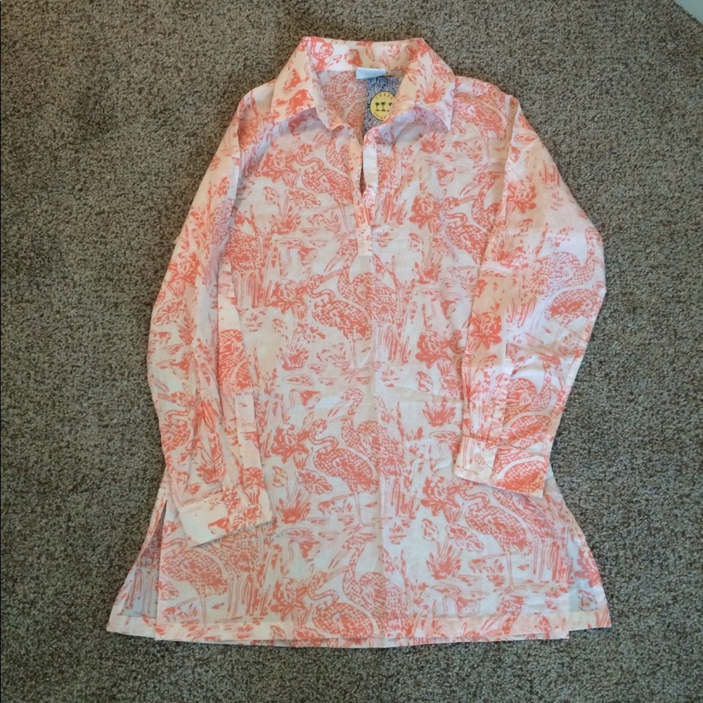 Three Islands Salmon & White Shirt